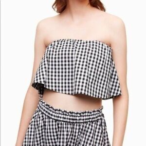 Aritzia Wilfred Bonaventure Plaid Cropped Tube Top